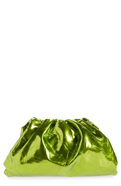 Bottega Veneta Teen Pouch Leather Clutch In Chlorophyll-silver