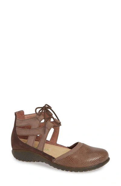 Naot Kata Lace-up Sandal In Brown/ Shiitake Leather