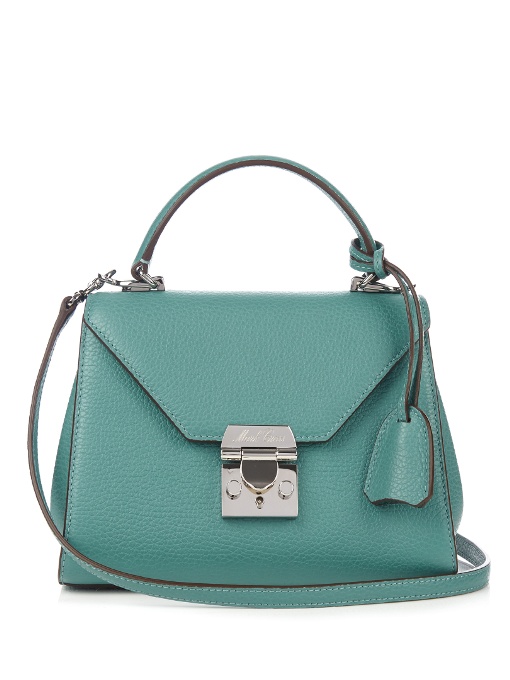 Mark Cross Hadley Baby Grained-leather Cross-body Bag In Turquoise-blue ...