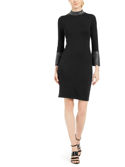 Calvin Klein Womens Embellished Midi Sweaterdress In Black