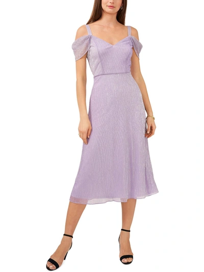 Msk Womens Metallic Long Cocktail And Party Dress In Purple