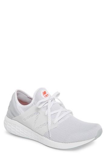 Men's Fresh Foam Cruz Knit Lace Up Sneakers in White Men's Fresh Foam Cruz Knit Lace Up Sneakers in White