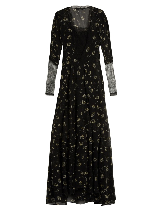 Etro Floral-print Silk-chiffon Gown In Black | ModeSens