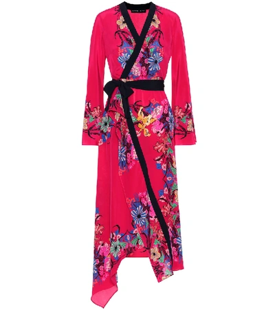 Etro Fluorite Printed Silk Dress In Multicoloured Floral Print