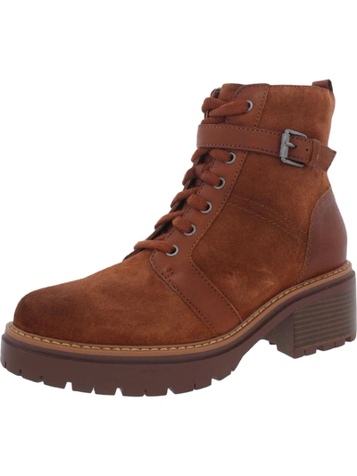 Naturalizer Jac Womens Water Repellent Ankle Combat & Lace-up Boots In Brown