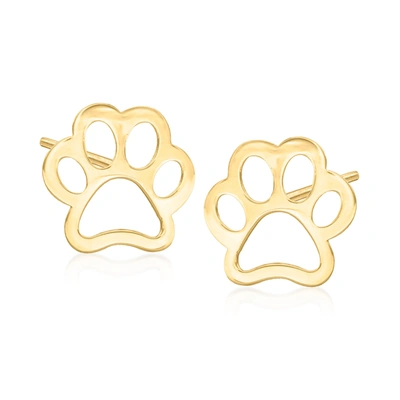 Canaria Fine Jewelry Canaria 10kt Yellow Gold Open-space Paw Print Earrings In White