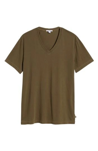 James Perse Short Sleeve V-neck T-shirt In Earth
