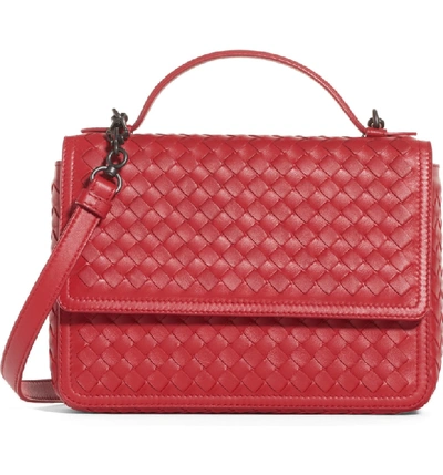Bottega Veneta Intrecciato Leather Handbag - Red