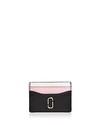 Marc Jacobs Snapshot Color-block Embossed Leather Card Case In Black Baby Pink Multi/gold