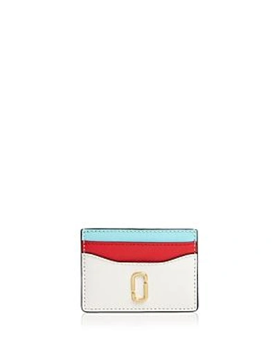 Marc Jacobs Snapshot Color-block Embossed Leather Card Case In Porcelain