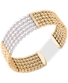 Majorica Gold-tone Bead & Imitation Pearl Bangle Bracelet