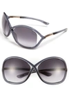 Tom Ford 'whitney' 64mm Open Side Sunglasses In Dark Grey