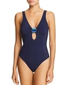 Amoressa Crete Electra Plunge One Piece Swimsuit In New Moon Blue