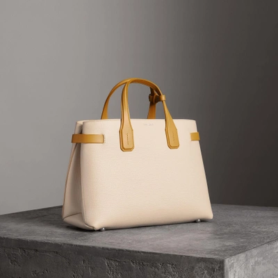 Burberry The Medium Banner In Two-tone Leather In Neutrals