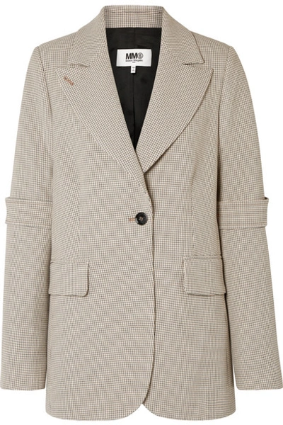 Mm6 Maison Margiela Bonded Jersey Plaid Jacket In Checked Beige