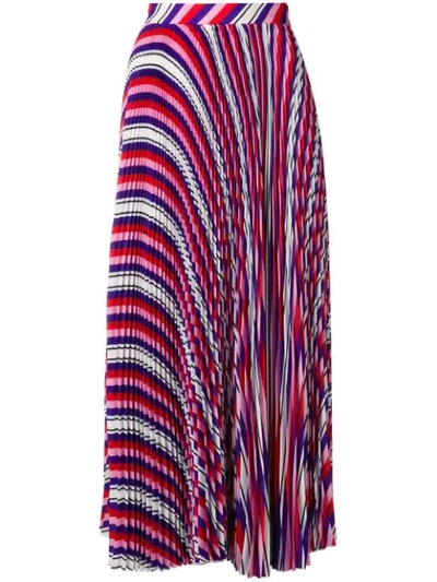 Msgm Plisse Striped Satin Skirt In Multicolour