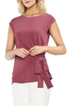 Vince Camuto Side Tie Ruched Stretch Crepe Top In Summer Rose