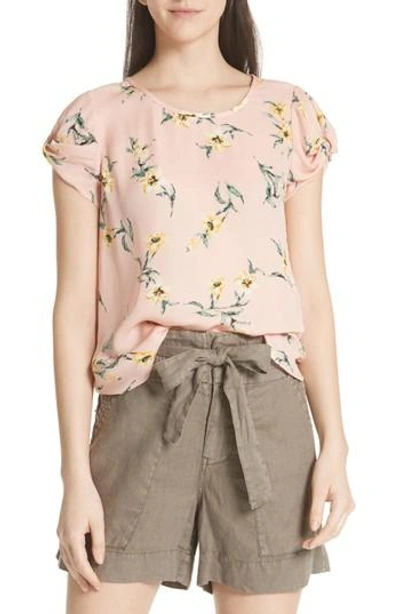 Joie Elline Knot Sleeve Silk Top In Blush Sand