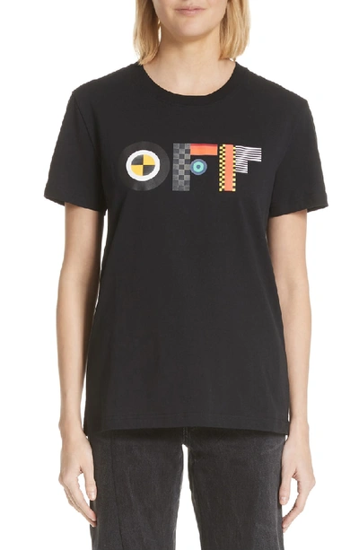 Off-white Flags Casual Tee In Black Multicolor