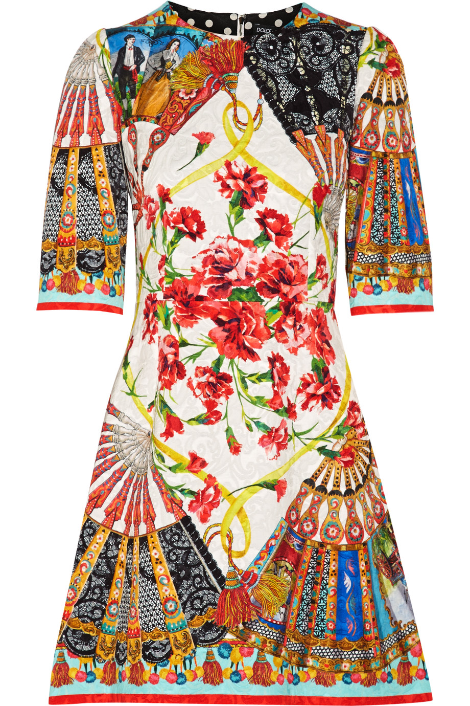 Dolce & Gabbana Printed Matelassé Mini Dress | ModeSens