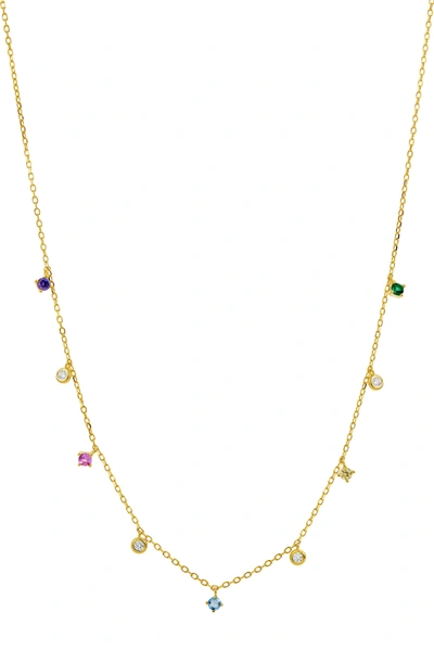 Savvy Cie Jewels 18k Gold Over Sterling Silver Multi Color Single Layer Necklace In Yellow