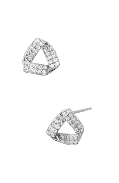 Savvy Cie Jewels Sterling Contemporary Cz Knot Stud In White