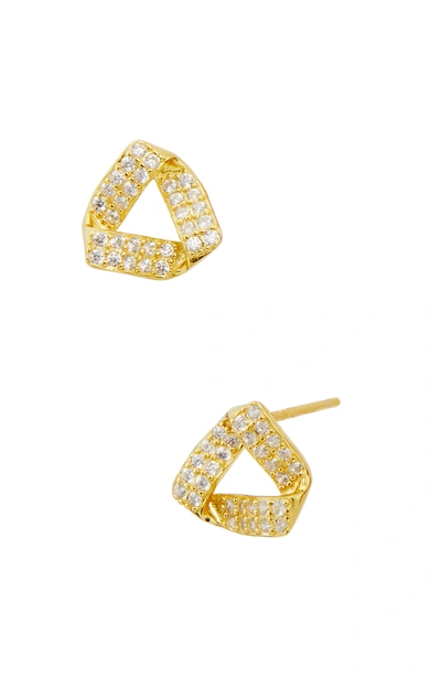 Savvy Cie Jewels Sterling Contemporary Cz Knot Stud In Yellow
