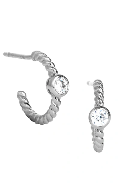 Savvy Cie Jewels Italian Sterling 12mm Mini Huggie In White