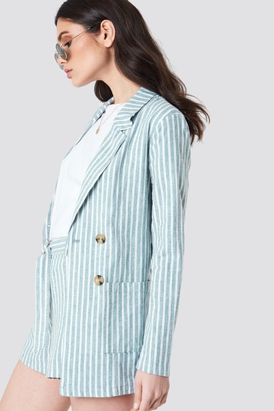 Na-kd Belted Linen Blazer Green ModeSens