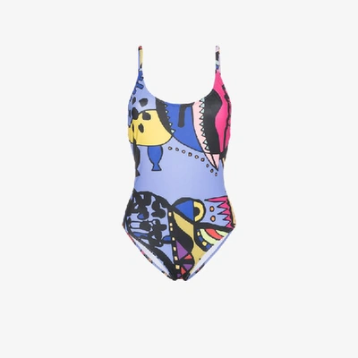 Ellie Rassia Easy Is Boring Print Swimsuit In Multicolour