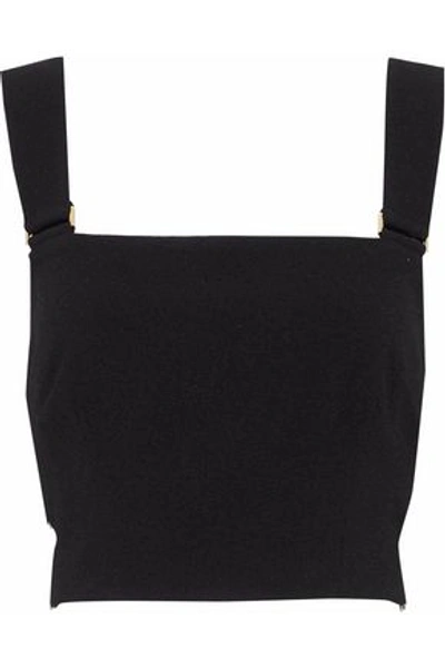 Zimmermann Cropped Cutout Crepe Top In Black
