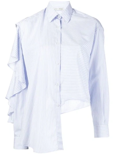 Each X Other Ruffled Striped Shirt In Blue