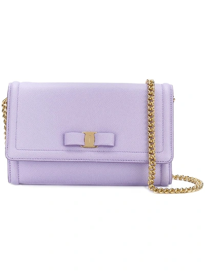 Ferragamo Vara Flap Bag In Pink & Purple
