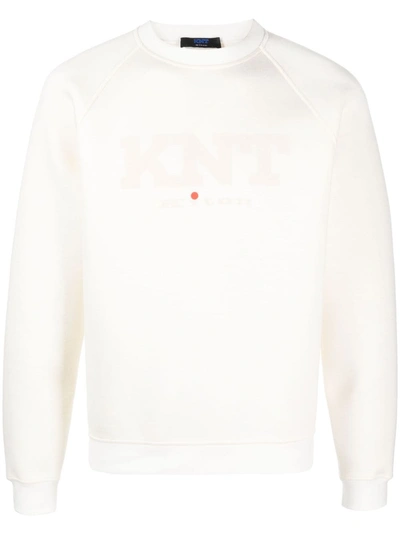 Kiton Logo-print Raglan-sleeved Sweatshirt In White