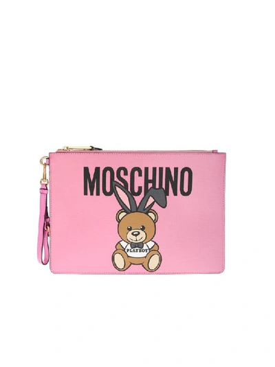 Moschino Toy Bear Motif Clutch In Pink