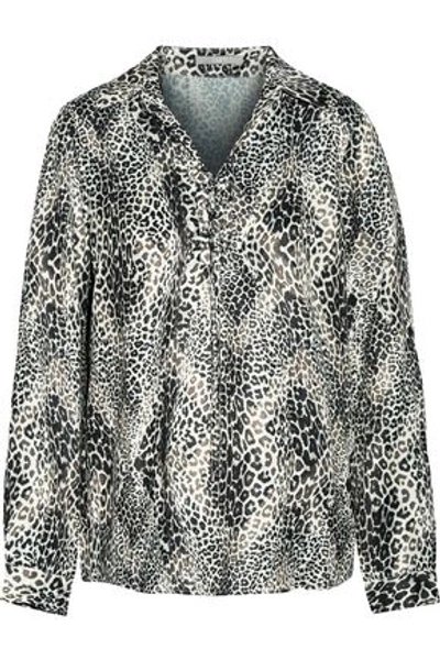 Tart Collections Georgia Lace-up Leopard-print Satin Blouse In White