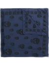 Alexander Mcqueen Skull Print Foulard In Blue