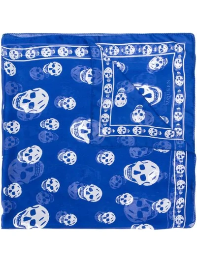 Alexander Mcqueen Skull Print Foulard - Blue