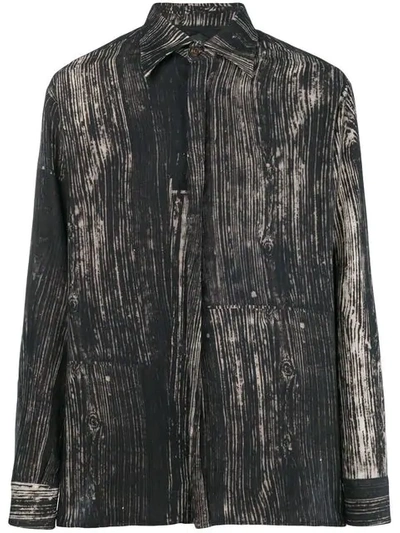 Poan Wood Texture Print Shirt - Black