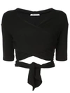Alexander Wang T T By Alexander Wang Double Layer Wrap Top In Black
