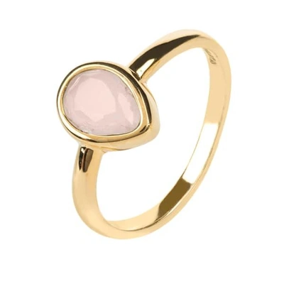 Latelita London Pisa Mini Teardrop Ring Gold Rose Quartz