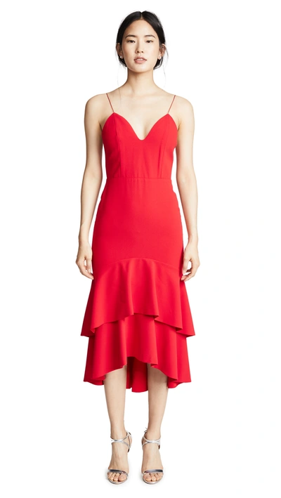 Alice And Olivia Amina Plunging Sweetheart Body-con Dress In Perfect Poppy