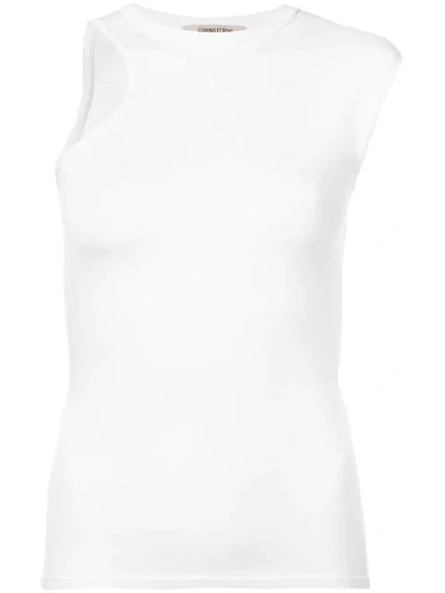 Cushnie Et Ochs One-shoulder Cap-sleeve Jersey Knit Top In White