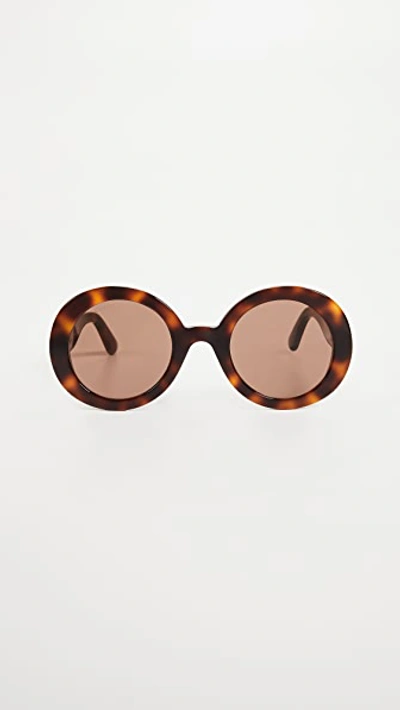 Gucci Gg Oval Sunglasses In Havana/brown