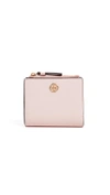 Tory Burch Robinson Mini Wallet In Pale Apricot/royal Navy