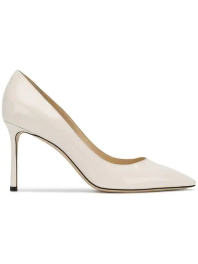 Jimmy Choo 'romy 85' Lacklederpumps In White