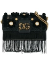 Dolce & Gabbana Dg Millennials Appliqué Fringed Shoulder Bag In Black
