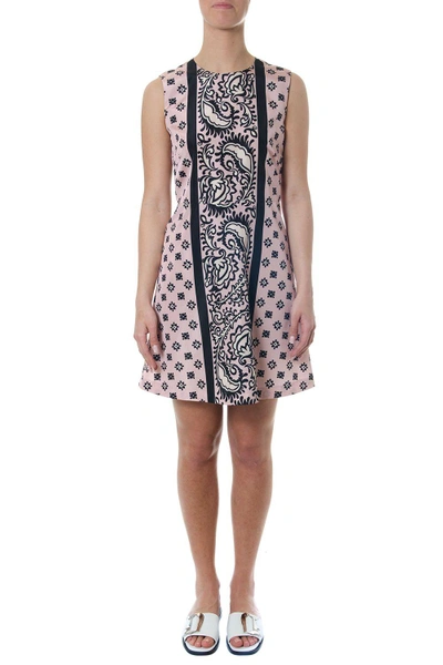 Red Valentino Short Flowers Printed Dress In Black/pink