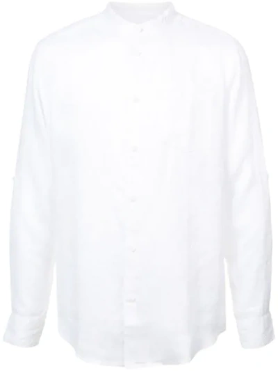 Onia Eddy Solid Mandarin Linen Shirt In White