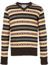 Walter Van Beirendonck Vintage Fairisle V-neck Sweater - Brown